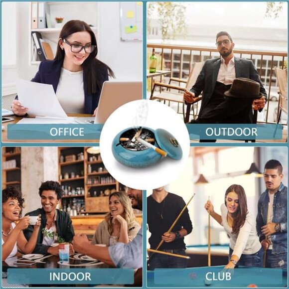 Large Size Color Glaze Cigarette Ashtray Windproof and Rainproof Outdoor Ceramic - Picture 4 of 7